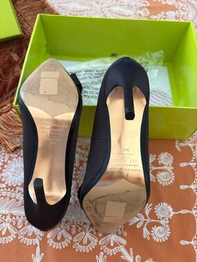 Ted Baker Black Satin Pointed-Toe Stiletto Heels with Rose Gold Insoles